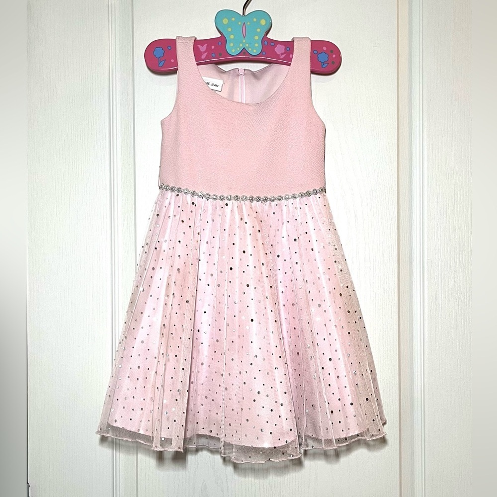 Bonnie Jean Pink Sparkle Dress, Size 4T Holiday Season Dress, Princess Dress